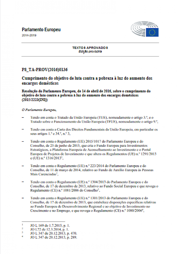 Cumprimento do objetivo de luta contra a pobreza à luz do aumento dos encargos domésticos