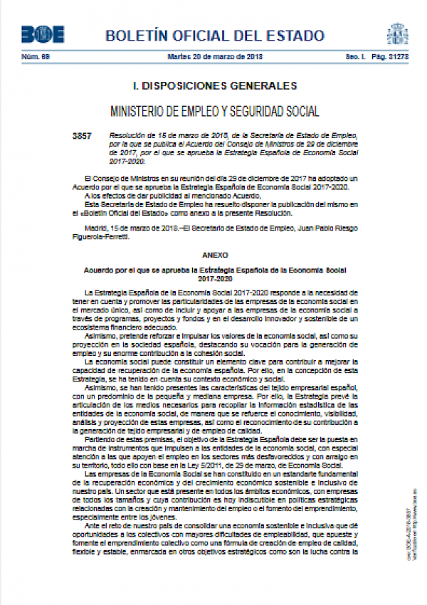 Estrategia Española de la Economía Social 2017-2020