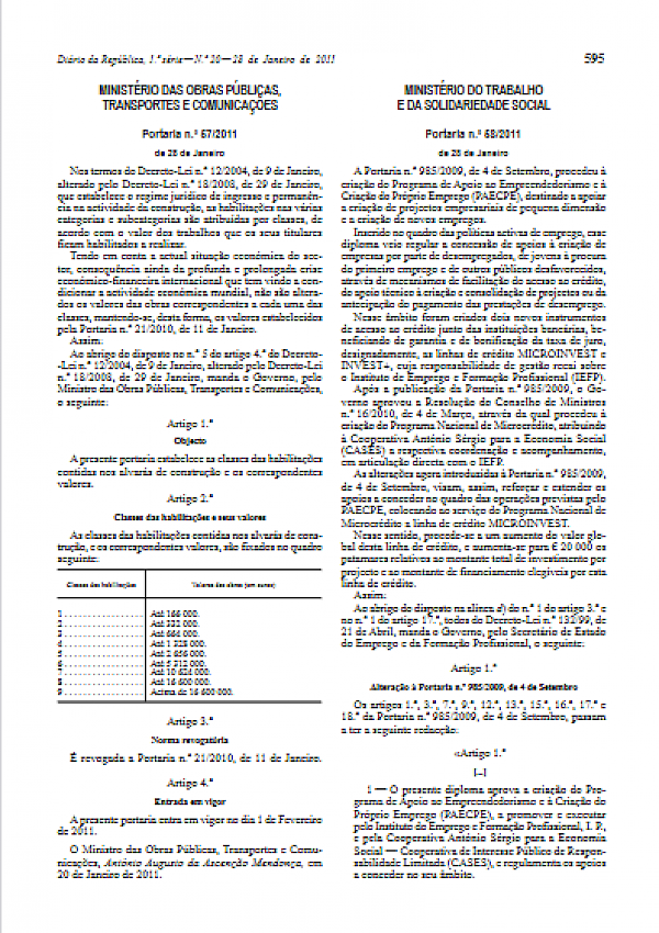 Programa de Apoio ao Empreendedorismo e à Criação do Próprio Emprego (Portaria n.º 58/2011 de 28 de Janeiro)
