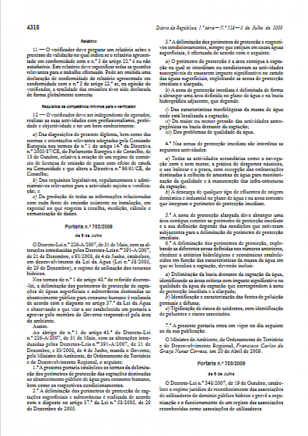 Regulamento de Organização e Funcionamento do Registo das Associações de Utilizadores do Domínio Público Hídrico (Portaria n.º 703/2009)
